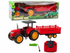 LeanToys Dálkově ovládaný zemědělský traktor s přívěsem LEAN Toys RC Red