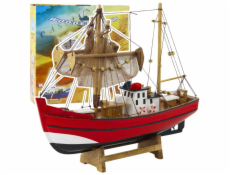 LeanToys Sběratelský model dekorativní rybářské lodi červená 30x26cm