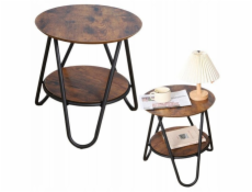 Lean Kulatý konferenční stolek s přídavnou policí, industriální vintage, 40x42 cm