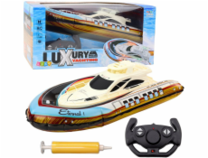 LeanToys Luxusní jachta s dálkovým ovládáním, nafukovací člun, RC LED světla