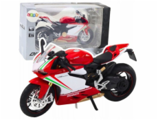 LeanToys Sportovní motocykly, kovová červená bílá světla, zvuky 1:12