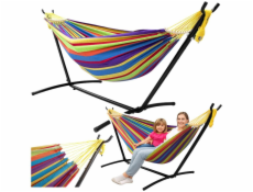 Lean Zahradní houpací síť s rámem pro dvě osoby, barevná, 200x120 LEAN