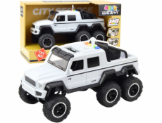 LeanToys Terénní auto, třecí pohon, světla, zvuky, perleťově bílá 6x6 1:16