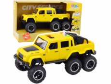 LeanToys Terénní auto, třecí pohon, světla, zvuky, žluté, 6x6 1:16