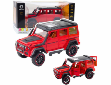 LeanToys Terénní auto, kovové, s natahovacím pohonem, otevíracími dveřmi, červené, 1:22