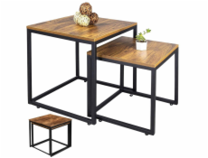Lean Sada čtvercových konferenčních stolků 2 v 1 Rustic 45x50cm 40x45cm
