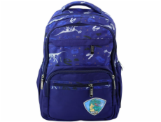 Lean Školní batoh s dinosaury a hrudním popruhem s T-Rexem, tmavě modrý, 20 l