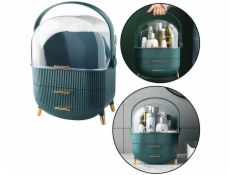 Lean Organizér na kosmetiku s otevíracím víkem, průhledný, se dvěma zásuvkami, zelený