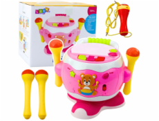 LeanToys Dětský bubnový hudební interaktivní světelný zvuk růžový