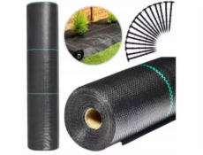 PrimeGarden Černá agrotextilie 100 cm x 50 m UV 70 g protiplevelná agrotextilie + kotvy