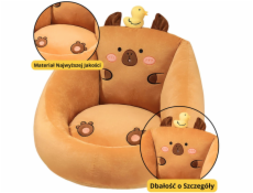LeanToys Plyšové křeslo pro děti Kapybara s kachnou hnědé 50x45cm