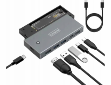 Zenwire USB HUB HUB Krabička pro SSD M2 NVME PCIe SATA NGFF USB-C 3.2 HDMI 2.0 adaptér M.2 10GBps napájení 100W Zenwire MC501
