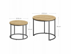 Leobert Konferenční stolek Kulatý, 2 kusy - Artisan / černé nohy