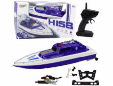 LeanToys Dálkově ovládaný RC motorový člun 1:28 policejní modrý LEAN Toys