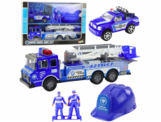 LeanToys Sada velkých figurek policejních aut s přilbou pro děti modrá EDUKAMP