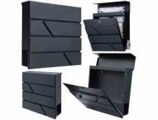 LeanToys Velká poštovní schránka na dopisy a noviny, antracitová, 37x37x11 cm