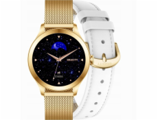Gravity Chytré hodinky Smartwatch bílá a zlatá 2 řemínky GT25-2 PRO