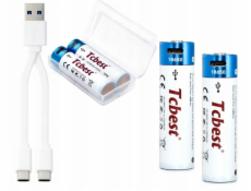 CSL-Computer 2x dobíjecí lithium-iontová baterie 18650 2000 mAh nabíjecí port USB-C Type-C + box / USB-C 18650