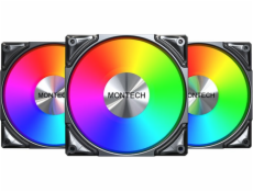 Montech Metal Pro 12 ARGB PWM sada černých 120mm ventilátorů (3 ks)