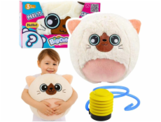 LeanToys Rostoucí plyšový skákací míč bílý pro koťata, pumpa 50 cm