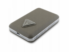 Guess Indukční powerbanka Grained Triangle 5000mAh 15W USB-C MagSafe, hnědá