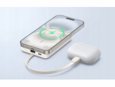 Ugreen PB760 10000mAh magnetická powerbanka, vestavěný kabel, 20W (béžová)