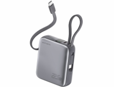 4smarts Powerbanka Pocket Dual Cord 10000mAh 22,5W s vestavěným USB-C kabelem 15cm šedá
