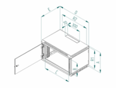 Nástenný rozvádzač jednodielny 9U/400mm plech.dveře