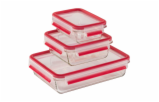 EMSA Clip&Close Glass Food Storage Box 3 pieces